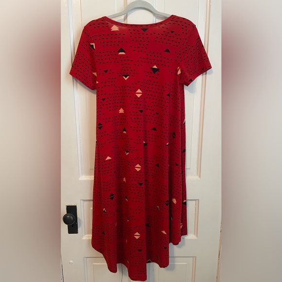 Lula Roe Red Geometric Patterned Dress - Picture 5 of 7